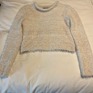 Forever 21 cropped fuzzy white sweater